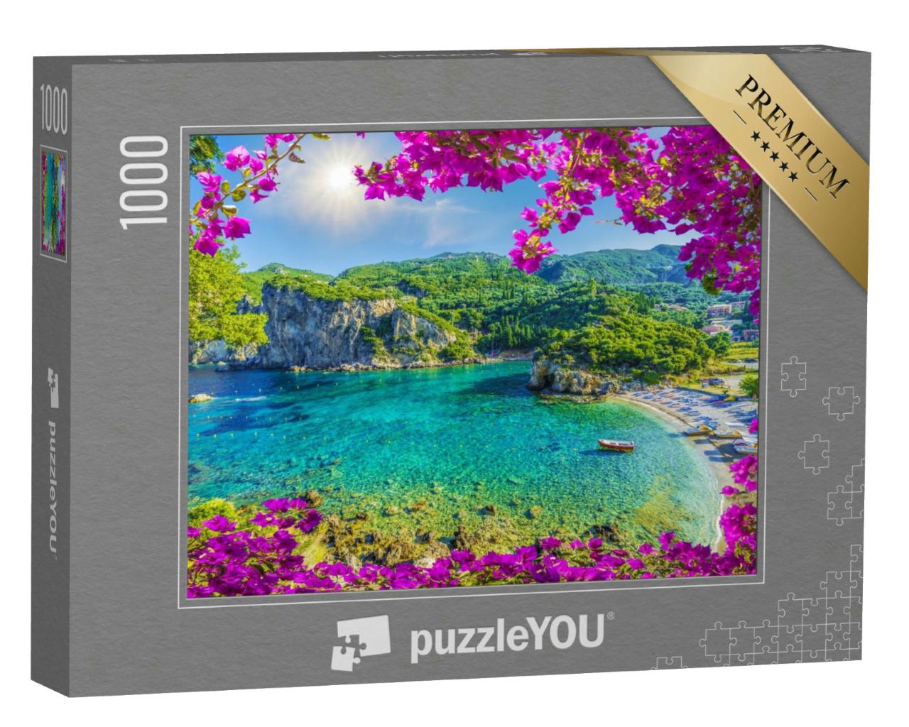 Puzzle 1000 Teile „Bucht mit kristallklarem Wasser in Paleokastritsa, Insel Korfu, Griechenland“