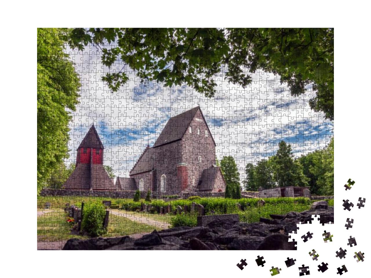 Puzzle 1000 Teile „Alte Kirche von Uppsala, Gamla Uppsala Kyrka, Schweden“