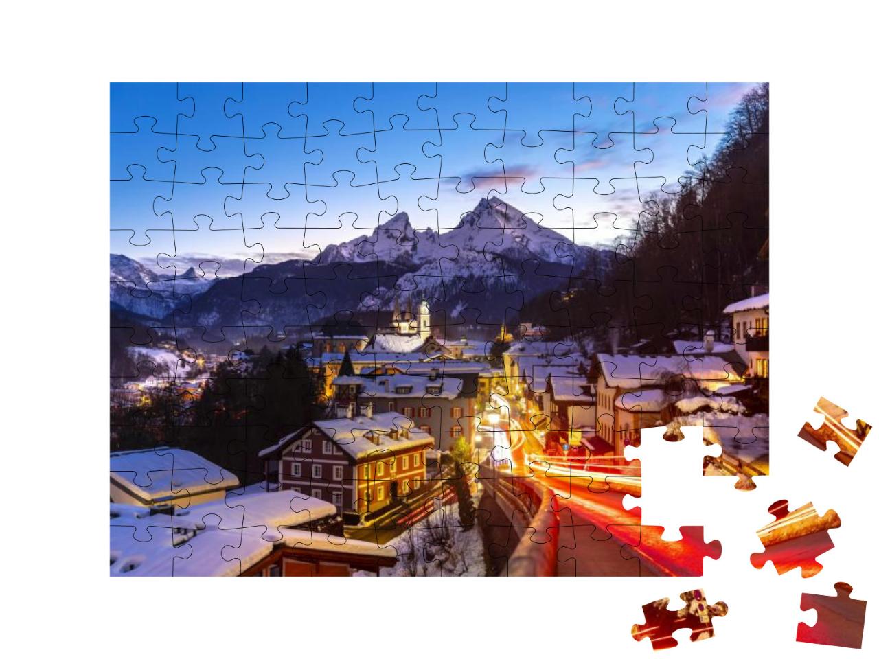 Puzzle 100 Teile „Berchtesgaden, im Hintergrund der Watzmann“