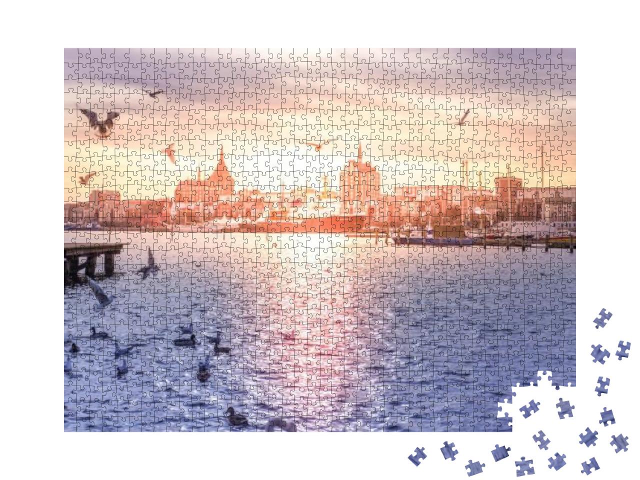 Puzzle 1000 Teile „Rostock am Morgen, Deutschland“