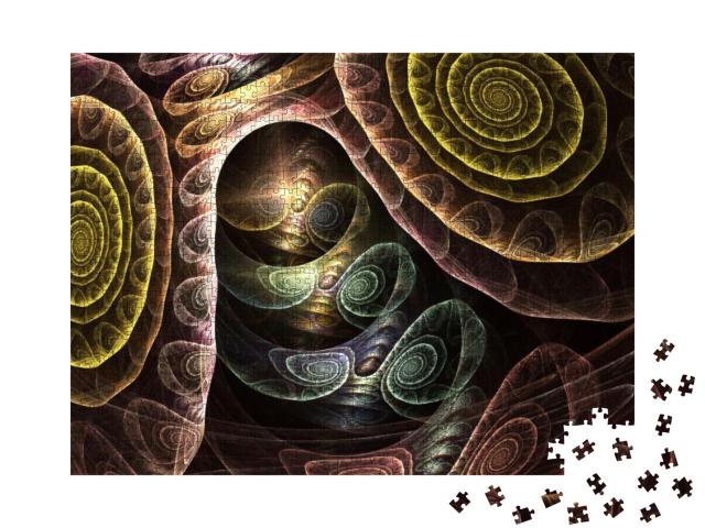 Puzzle 1000 Teile „Anspruchsvolle digitale Kunst: Fraktales Bild einer Spirale“