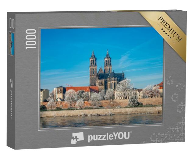 Puzzle 1000 Teile „Innenstadt von Magdeburg an einem Wintertag, Deutschland“