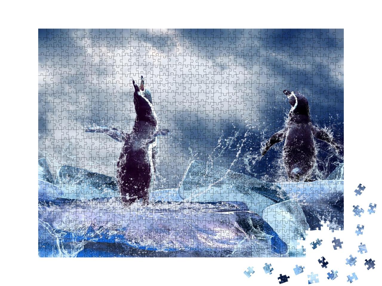Puzzle 1000 Teile „Ein Pinguin auf dem Eis“