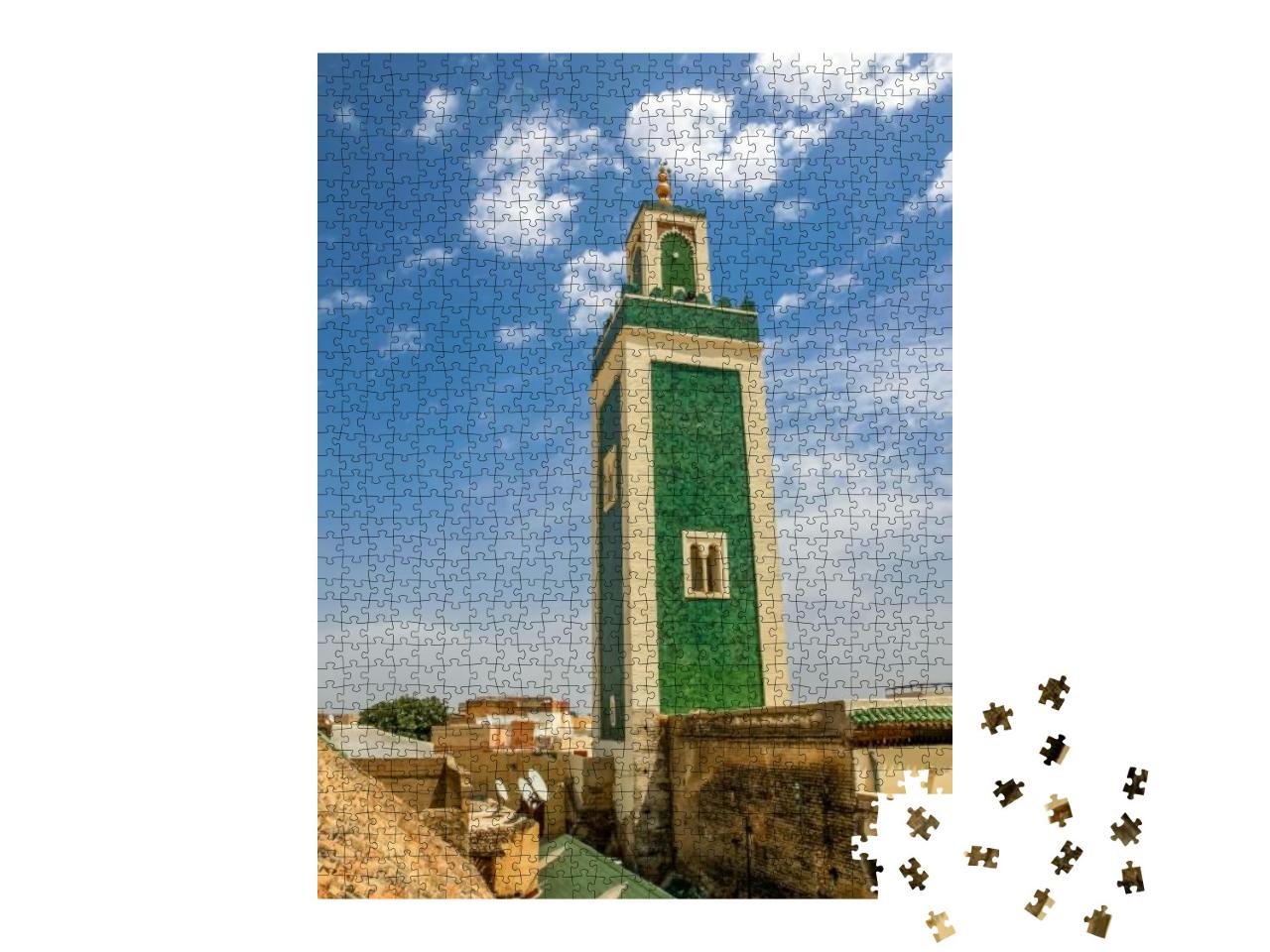 Puzzle 1000 Teile „Grünes Minarett der Großen Moschee im Herzen der Medina von Meknes“