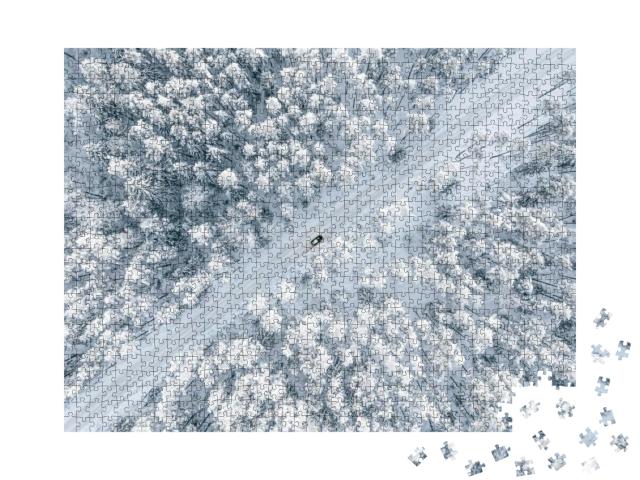 Puzzle 1000 Teile „Ein verschneiter Waldweg “