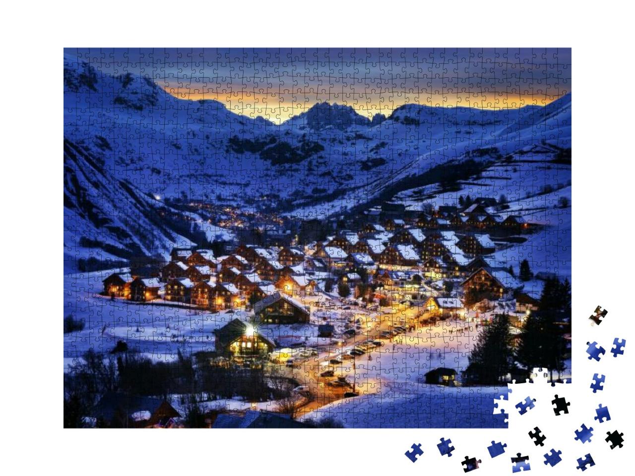 Puzzle 1000 Teile „Abendlandschaft in den französischen Alpen, Saint jean d'Arves, Frankreich“