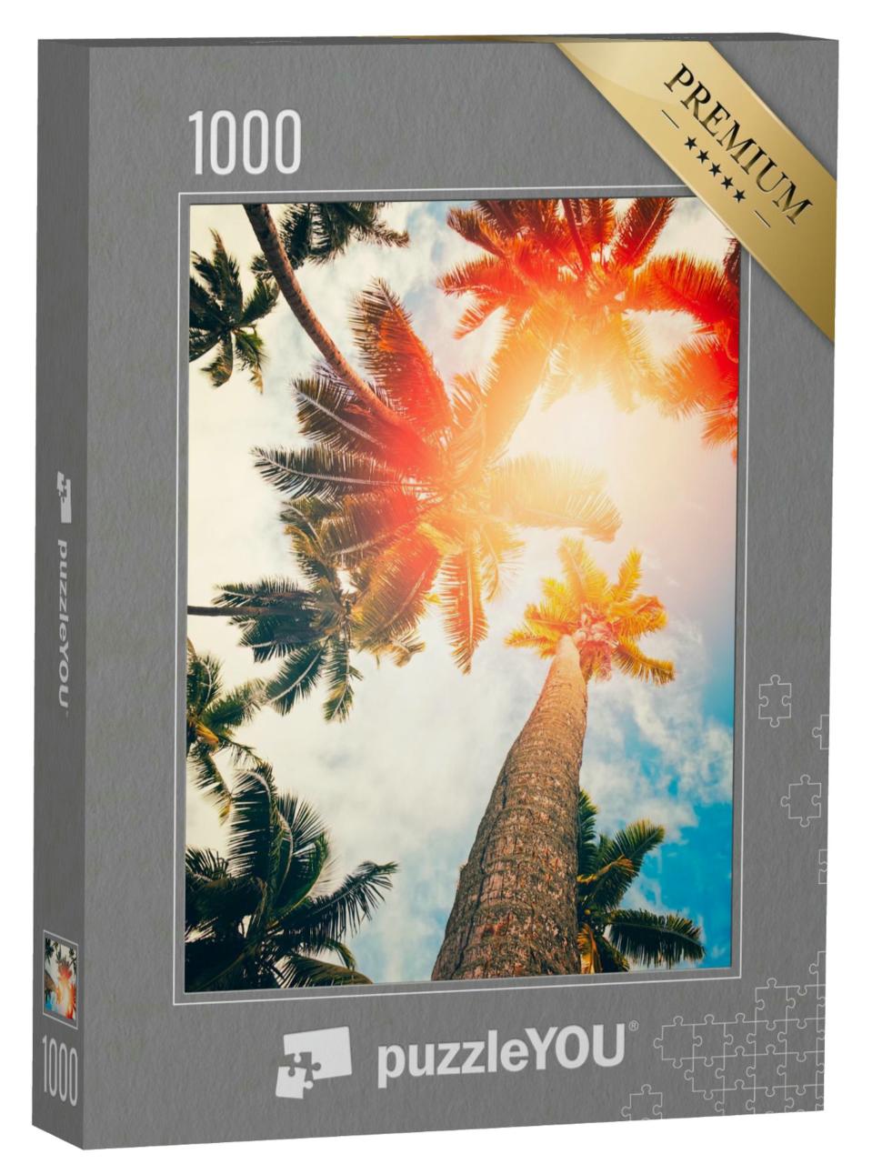 Puzzle 1000 Teile „Blick nach oben: Palmen im Sonnenlicht“