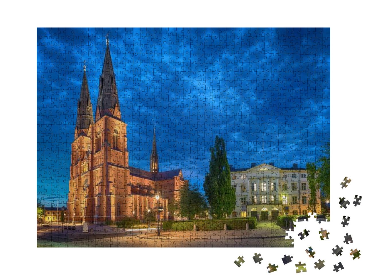 Puzzle 1000 Teile „Dom zu Uppsala am Abend, Uppsala, Schweden (HDR-Effekt)“