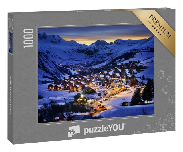 Puzzle 1000 Teile „Abendlandschaft in den französischen Alpen, Saint jean d'Arves, Frankreich“