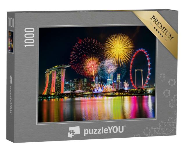 Puzzle 1000 Teile „Feuerwerk über Singapur“