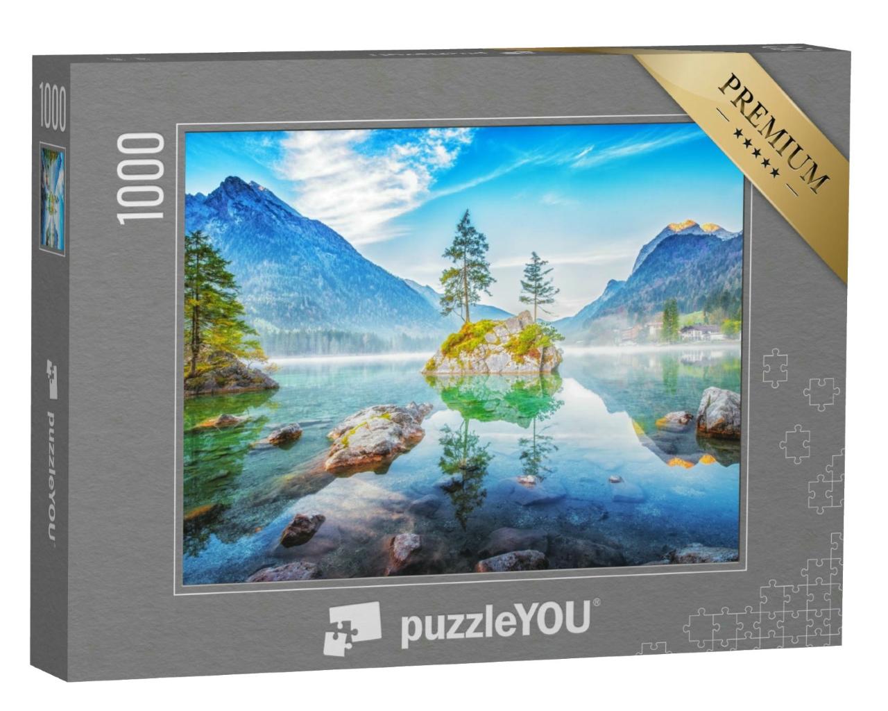 Puzzle 1000 Teile „Morgenstimung am Hintersee, Bayern, Deutschland“