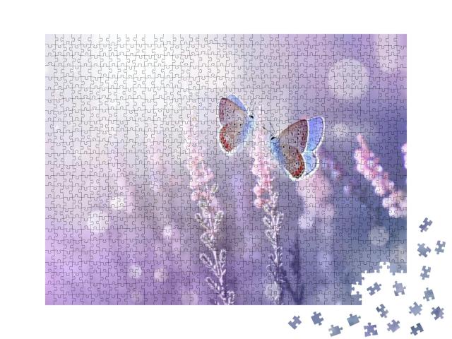 Puzzle 1000 Teile „Schmetterlinge im Lavendelfeld“