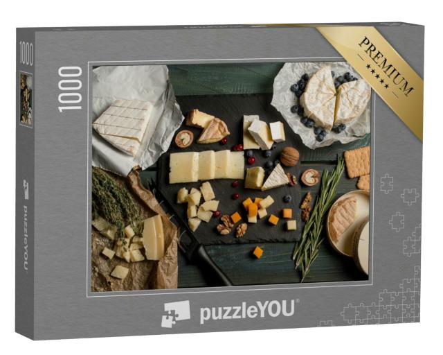 Puzzle 1000 Teile „Käseplatte mit Kräutern und Früchten“