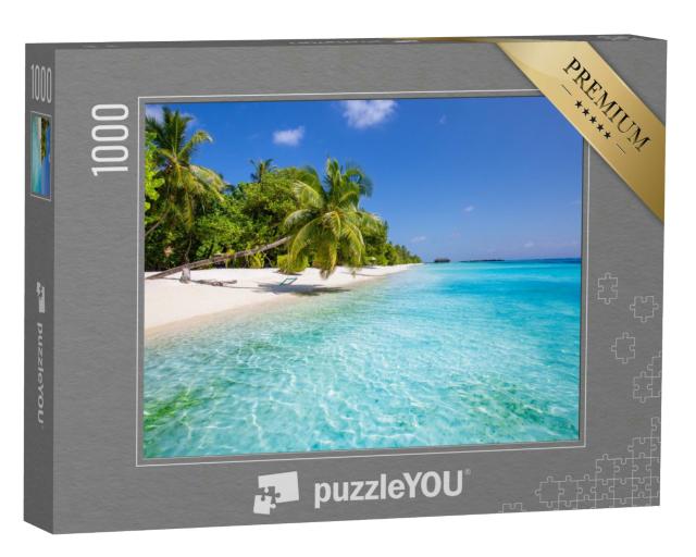 Puzzle 1000 Teile „Sommerlandschaft: tropischer Strand mit Hängematte“