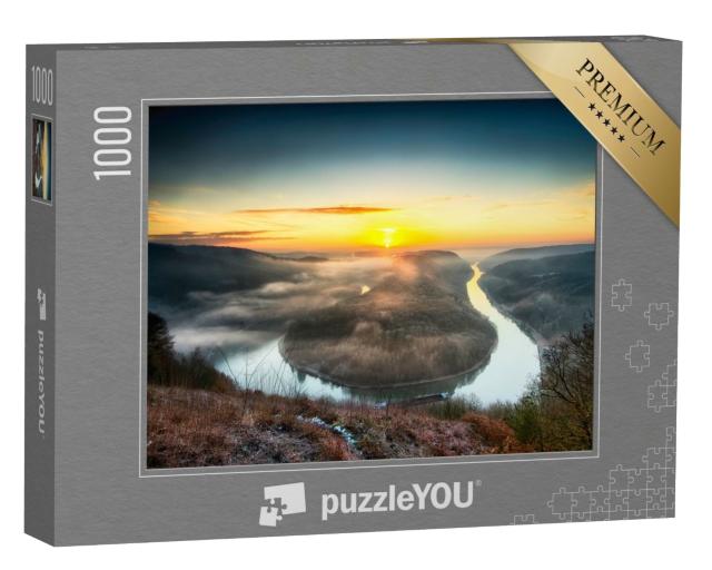 Puzzle 1000 Teile „Saarschleife, Kehrtwende des Flusses, Deutschland“