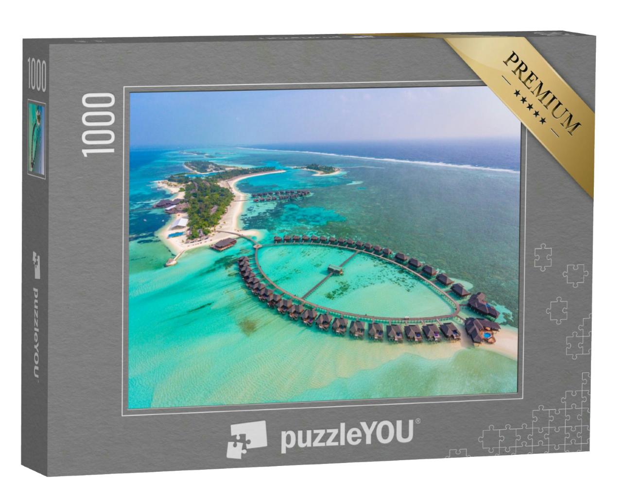 Puzzle 1000 Teile „Eine Luftaufnahme der Insel Olhuveli, Malediven“