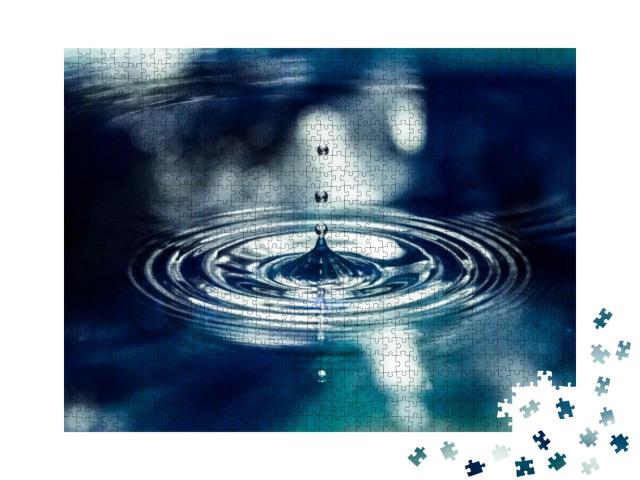 Puzzle 1000 Teile „Blauer Wassertropfen spritzt hoch “