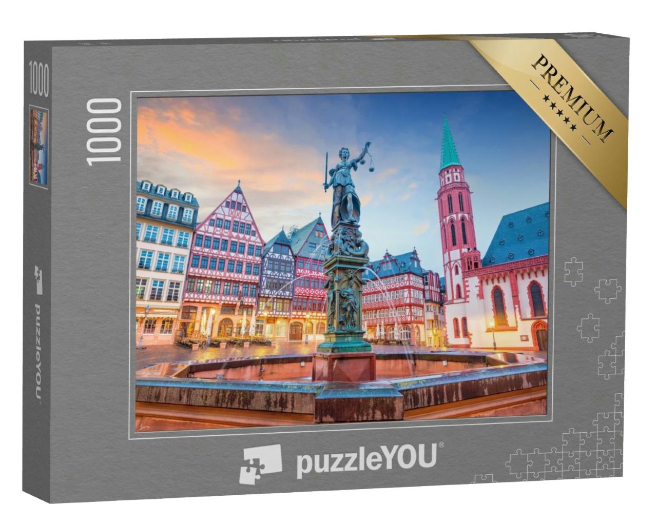 Puzzle 1000 Teile „Altstadtplatz Römerberg in Frankfurt, Deutschland“