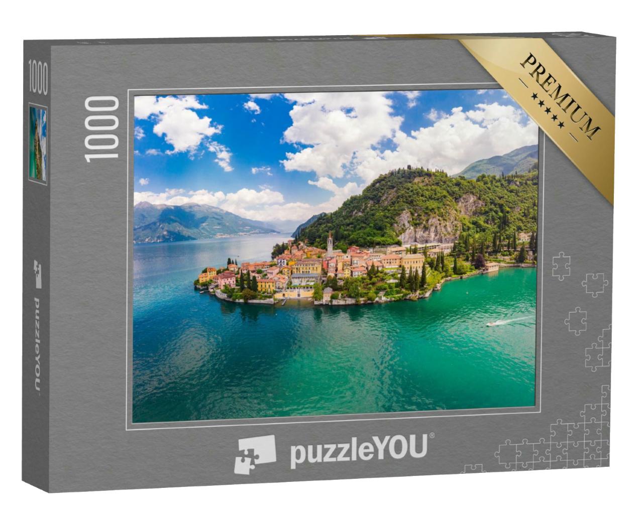 Puzzle 1000 Teile „Blick auf Varenna am Ufer des Comer Sees, Italien“
