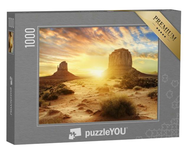 Puzzle 1000 Teile „Sonnenuntergang im Monument Valley, USA“