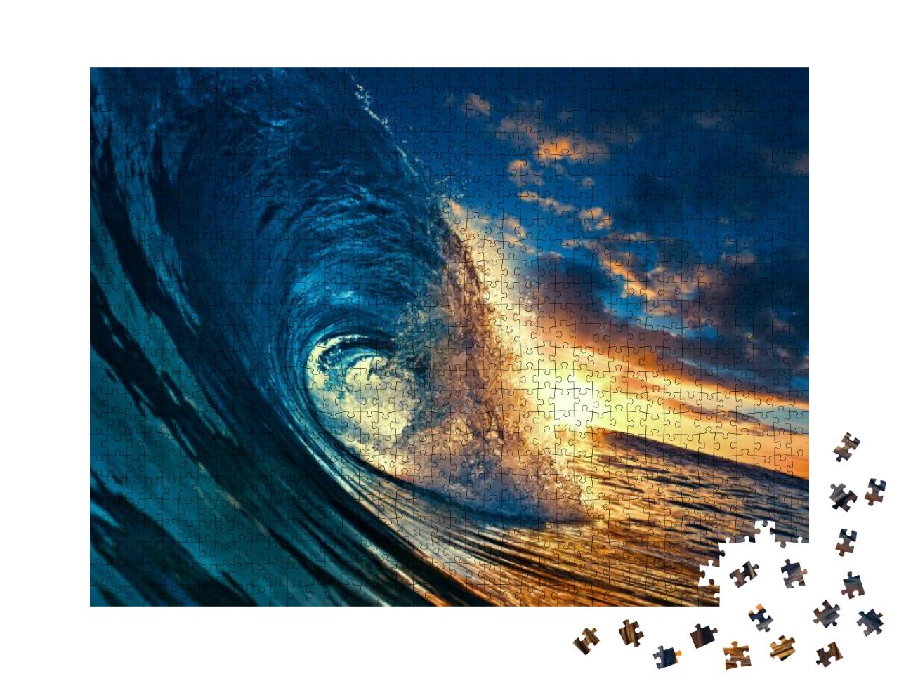 Puzzle 1000 Teile „Welle während des Sonnenuntergangs “