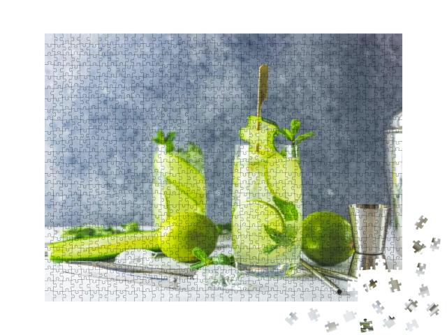 Puzzle 1000 Teile „Detox-Cocktail mit Minze, Gurke und Limette“
