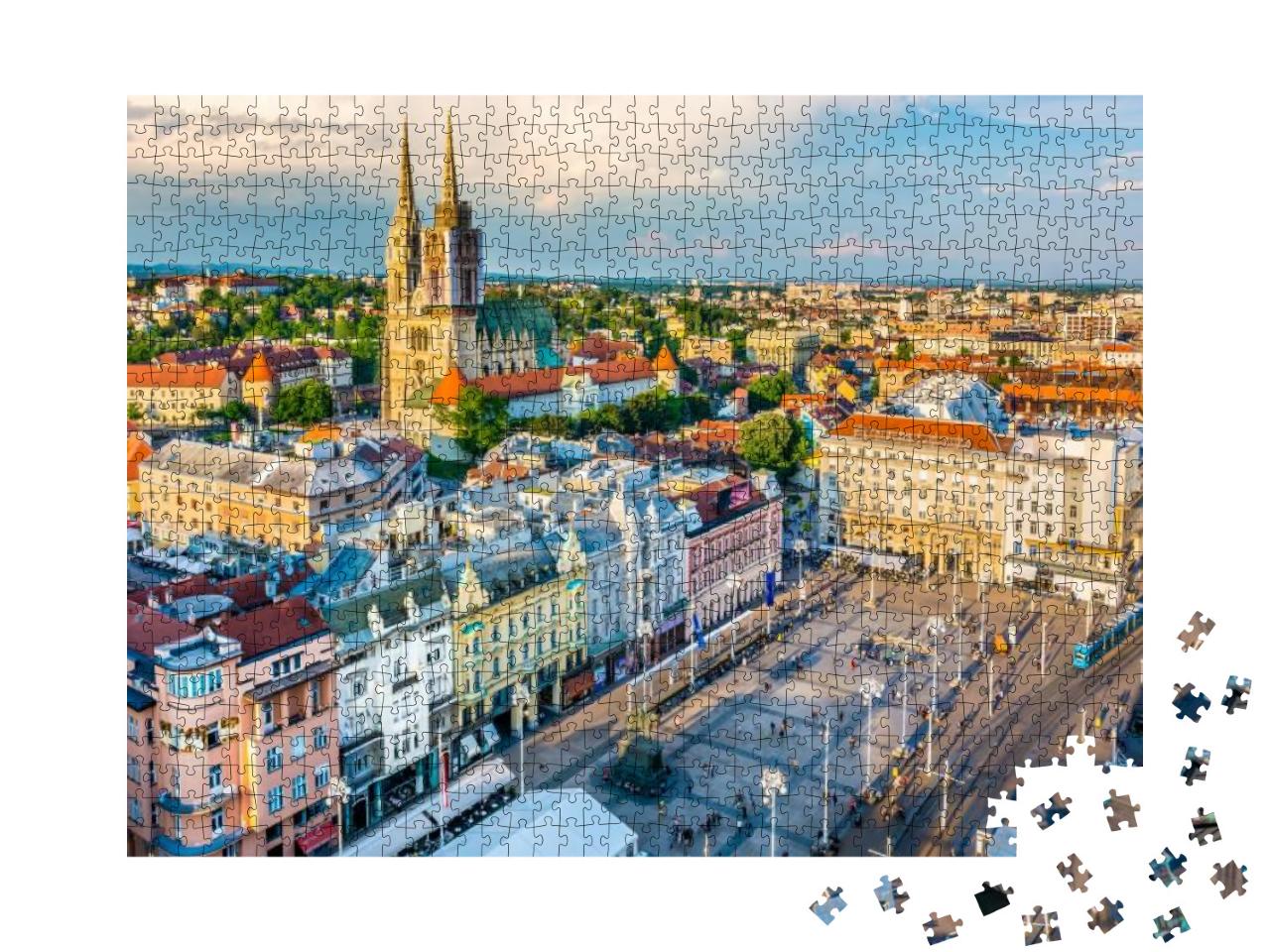 Puzzle 1000 Teile „Luftaufnahme der Hauptstadt von Kroatien, Zagreb“