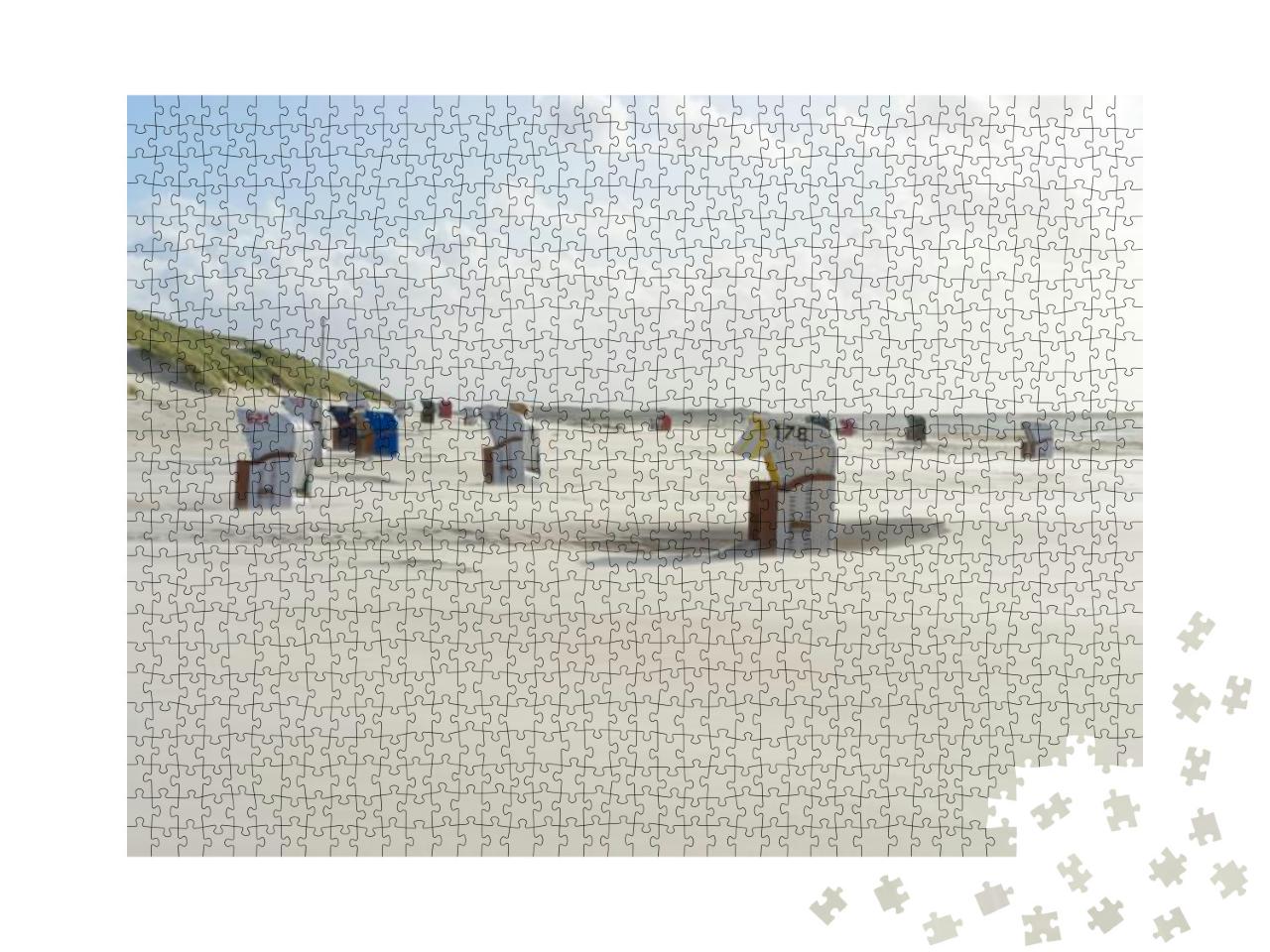 Puzzle 1000 Teile „Herbst: leere Strandkörbe am Strand“