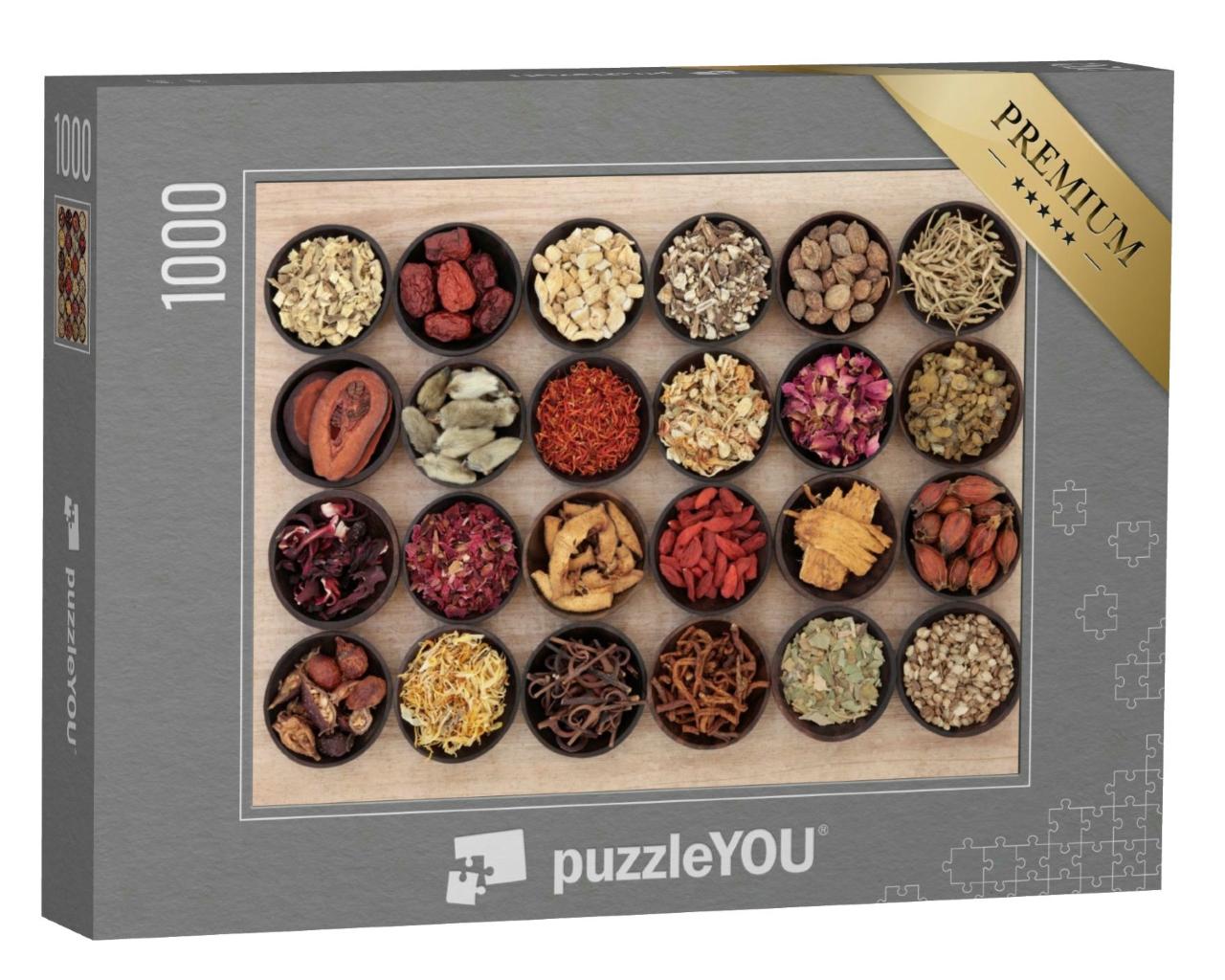 Puzzle 1000 Teile „Chinesische Kräutermedizin in Holzschalen“