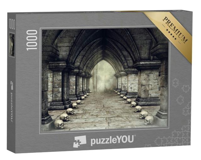 Puzzle 1000 Teile „Dunkler Korridor in einem Gothic-Schloss“