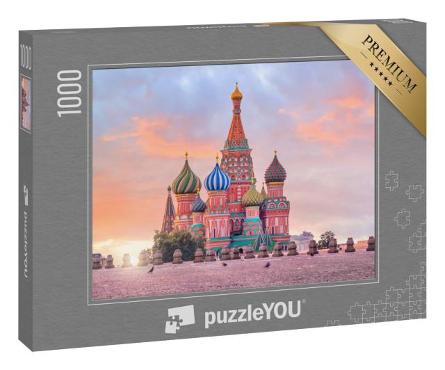 Puzzle 1000 Teile „Die Basilius-Kathedrale bei Sonnenaufgang, Moskau“
