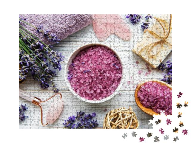 Puzzle 1000 Teile „Zutaten für natürliche SPA-Kosmetik mit Lavendel“