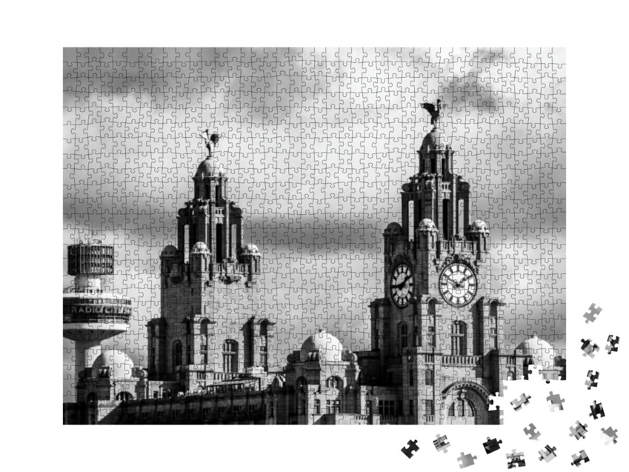 Puzzle 1000 Teile „Blick auf das Royal Liver Building in Liverpool“