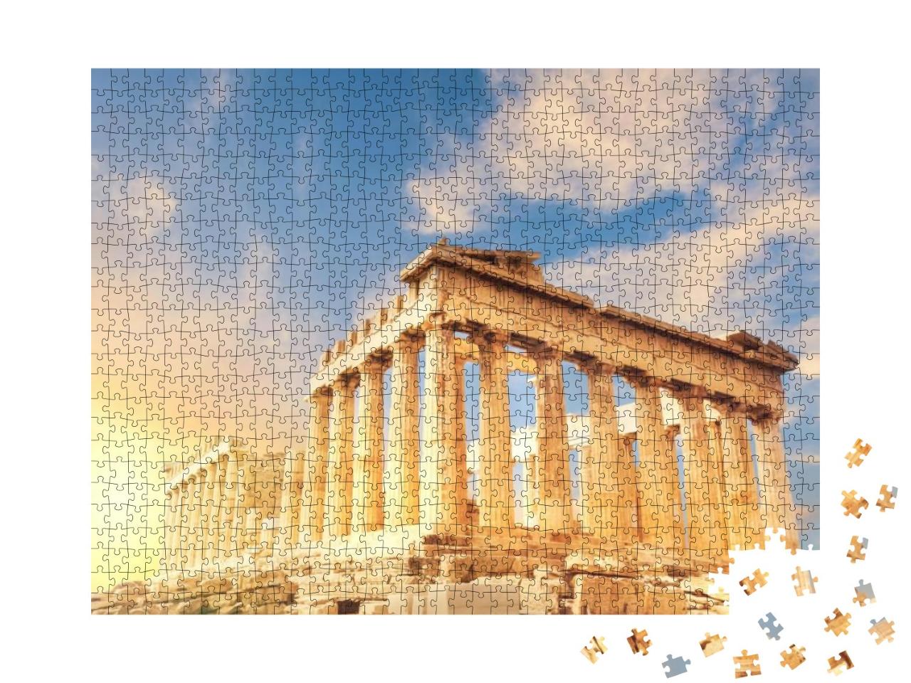 Puzzle 1000 Teile „Parthenon-Tempel bei Sonnenuntergang, Athen, Griechenland“