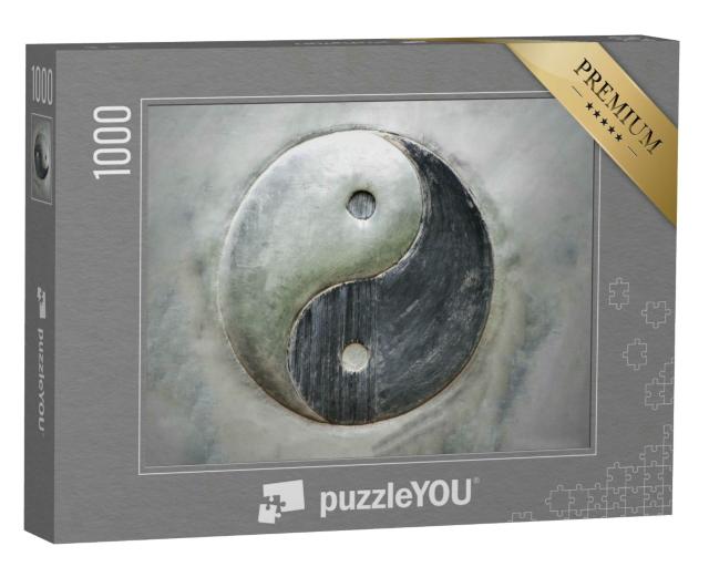 Puzzle 1000 Teile „Yin Yang steel background“