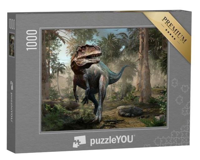 Puzzle 1000 Teile „Acrocanthosaurus Wald-Szene “