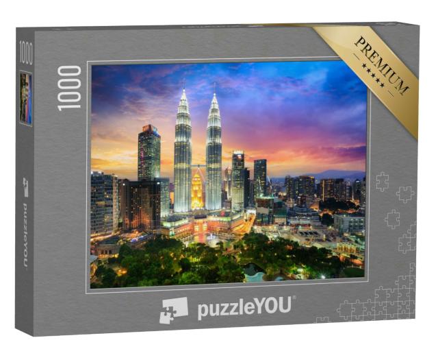 Puzzle 1000 Teile „Abenddämmerung über Kuala Lumpur“