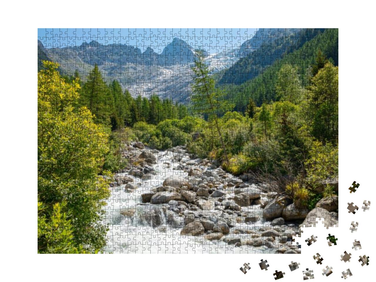 Puzzle 1000 Teile „Idyllisches Tal und Fluss Trient im Wallis, Schweiz“