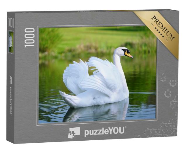 Puzzle 1000 Teile „See mit einem weißen Schwan“