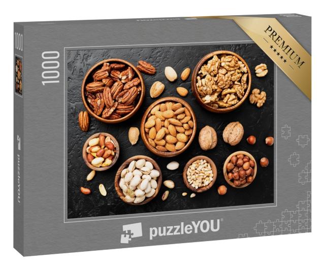 Puzzle 1000 Teile „Nussmischung in Holzschalen“