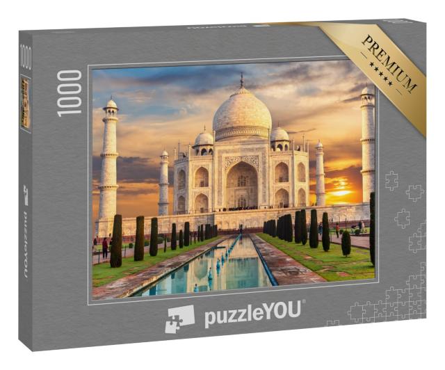 Puzzle 1000 Teile „Taj Mahal bei Sonnenuntergang, Indien, Agra“