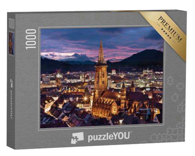 Puzzle 1000 Teile „Freiburger Münster zur blauen Stunde, Deutschland“