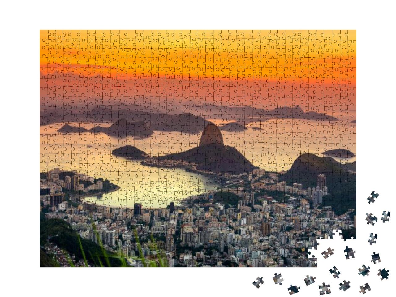 Puzzle 1000 Teile „Sonnenuntergang auf dem Berg Zuckerhut, Rio de Janeiro, Brasilien“