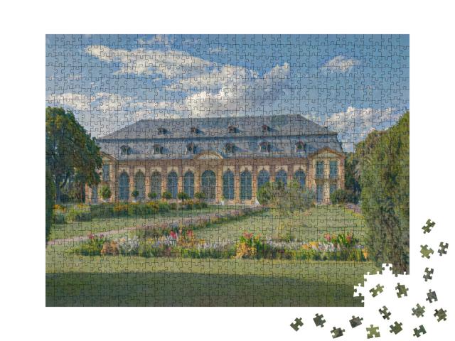 Puzzle 1000 Teile „im Kunst-Stil von Claude Monet - Altes Haus in Darmstadt, Hessen, Deutschland“