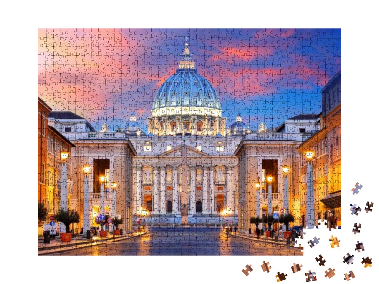 Puzzle 1000 Teile „Vatikanstadt im Licht der untergehenden Sonne“