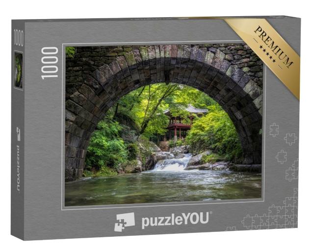 Puzzle 1000 Teile „Seungseongyo-Brücke und Pavillon im Seonamsa-Tempel, Südkorea“