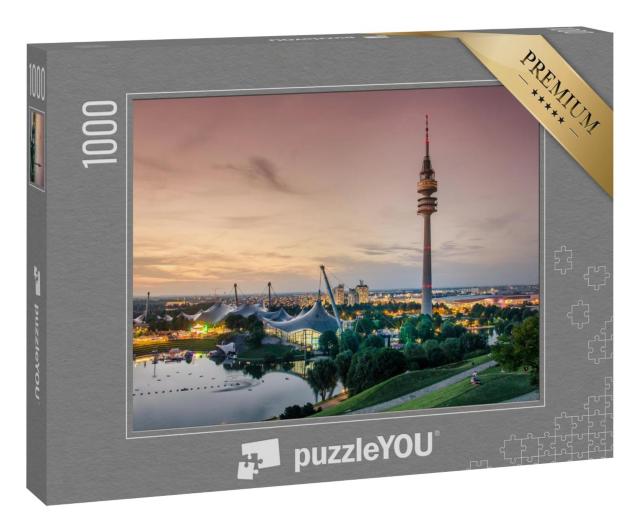 Puzzle 1000 Teile „Sonnenuntergang im Olympiapark München“