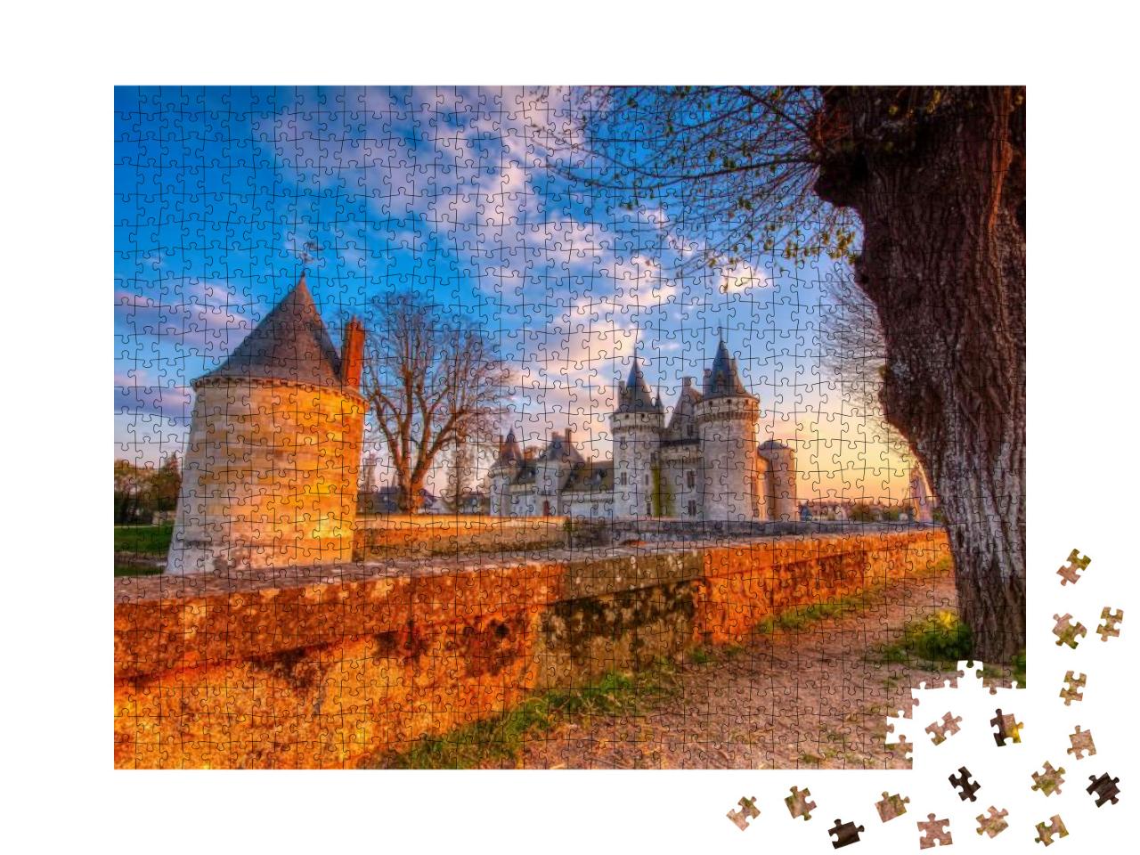 Puzzle 1000 Teile „Sully Sur Loire mit Schloss im Sonnenuntergang, Frankreich“