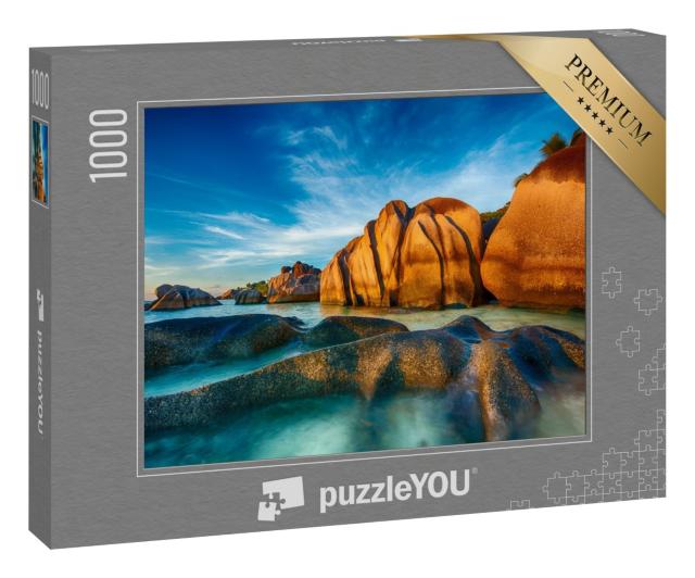 Puzzle 1000 Teile „Wunderschön geformte Granitfelsen auf der Insel La Digue, Seychellen“