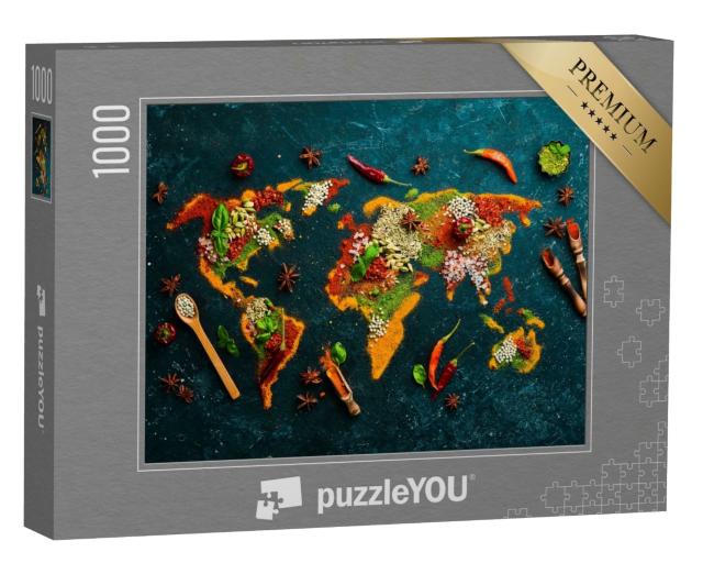 Puzzle 1000 Teile „Weltkarte - Indische Küche“